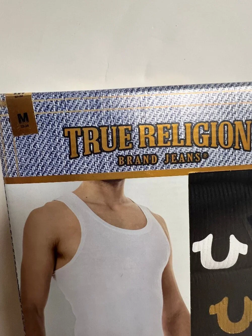 True Religion 5 Pack Men's M Black Premium Cotton Horseshoe Logo Ribbed Tanks